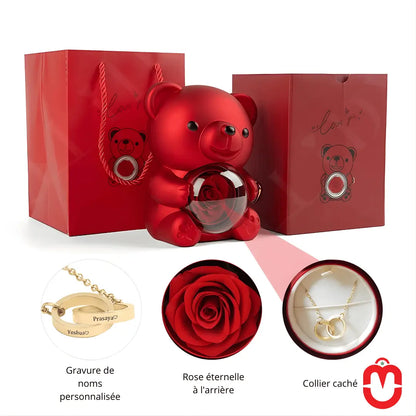 Coffret Cadeau Femme : Ours Éternel et Collier Cristal - Univers Maroc