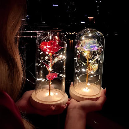Rose Éternelle sous Cloche LED – Un Cadeau Magique & Intemporel