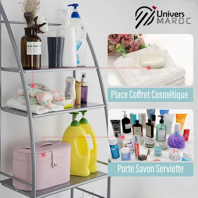 Support de rangement avec plusieurs étagères en acier inoxydable pour salle de bain 🚽🚾 - Univers Maroc