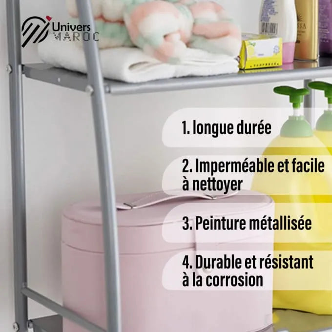 Support de rangement avec plusieurs étagères en acier inoxydable pour salle de bain 🚽🚾 - Univers Maroc