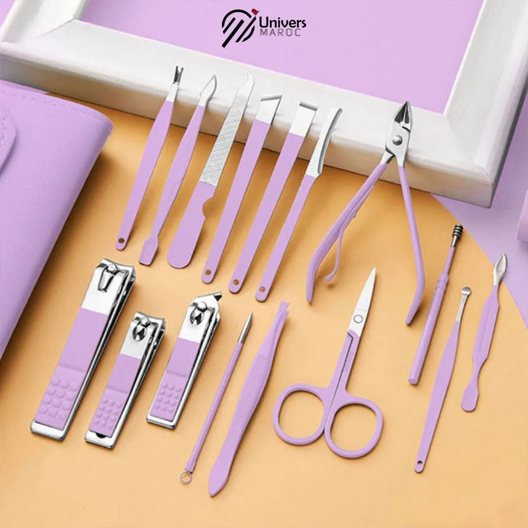 🔥PROMOTION 35% OFF - Kit D’accessoires De Manucure Professionnel 16x1 En Acier Inoxydable, Soin, Art, Cuticule, Ciseaux, Coupe-ongles.😎 - Univers Maroc