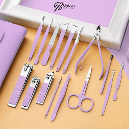 🔥PROMOTION 35% OFF - Kit D’accessoires De Manucure Professionnel 16x1 En Acier Inoxydable, Soin, Art, Cuticule, Ciseaux, Coupe-ongles.😎 - Univers Maroc