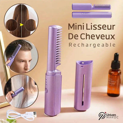 🔥PROMOTION 44% OFF - Brosse À Lisser Les Cheveux Sans Fil Rechargeable - Univers Maroc