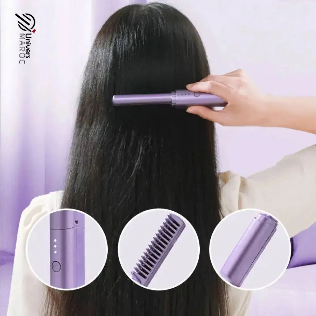 🔥PROMOTION 44% OFF - Brosse À Lisser Les Cheveux Sans Fil Rechargeable - Univers Maroc