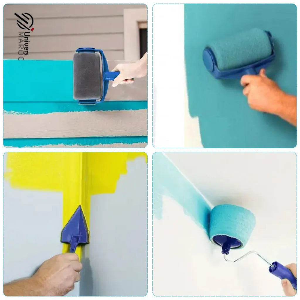 Ensemble de Rouleau de Peinture anti goutte Rechargeable avec Réservoir Et Manche Extensible - Univers Maroc