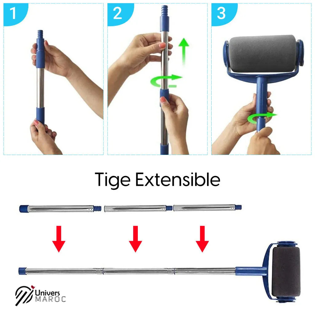 Ensemble de Rouleau de Peinture anti goutte Rechargeable avec Réservoir Et Manche Extensible - Univers Maroc