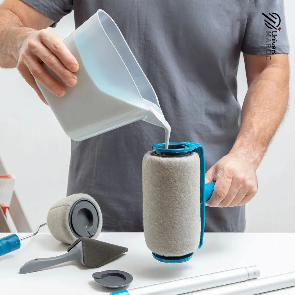 Ensemble de Rouleau de Peinture anti goutte Rechargeable avec Réservoir Et Manche Extensible - Univers Maroc