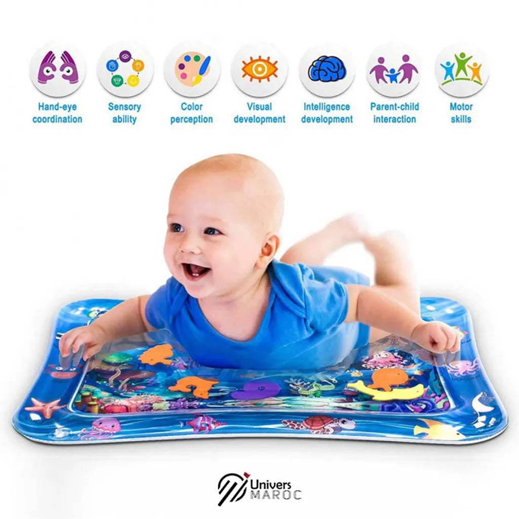 Tapis d’Eau Gonflable pour Bébé Avec 6 Créatures Marines - Univers Maroc