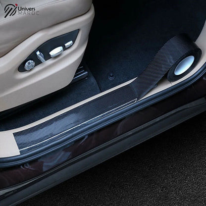 Ruban Adhésif Universel En Fibre De Carbone Noir Chromé Pour Bordure De Porte De Voiture (SANS LOGO) - Univers Maroc