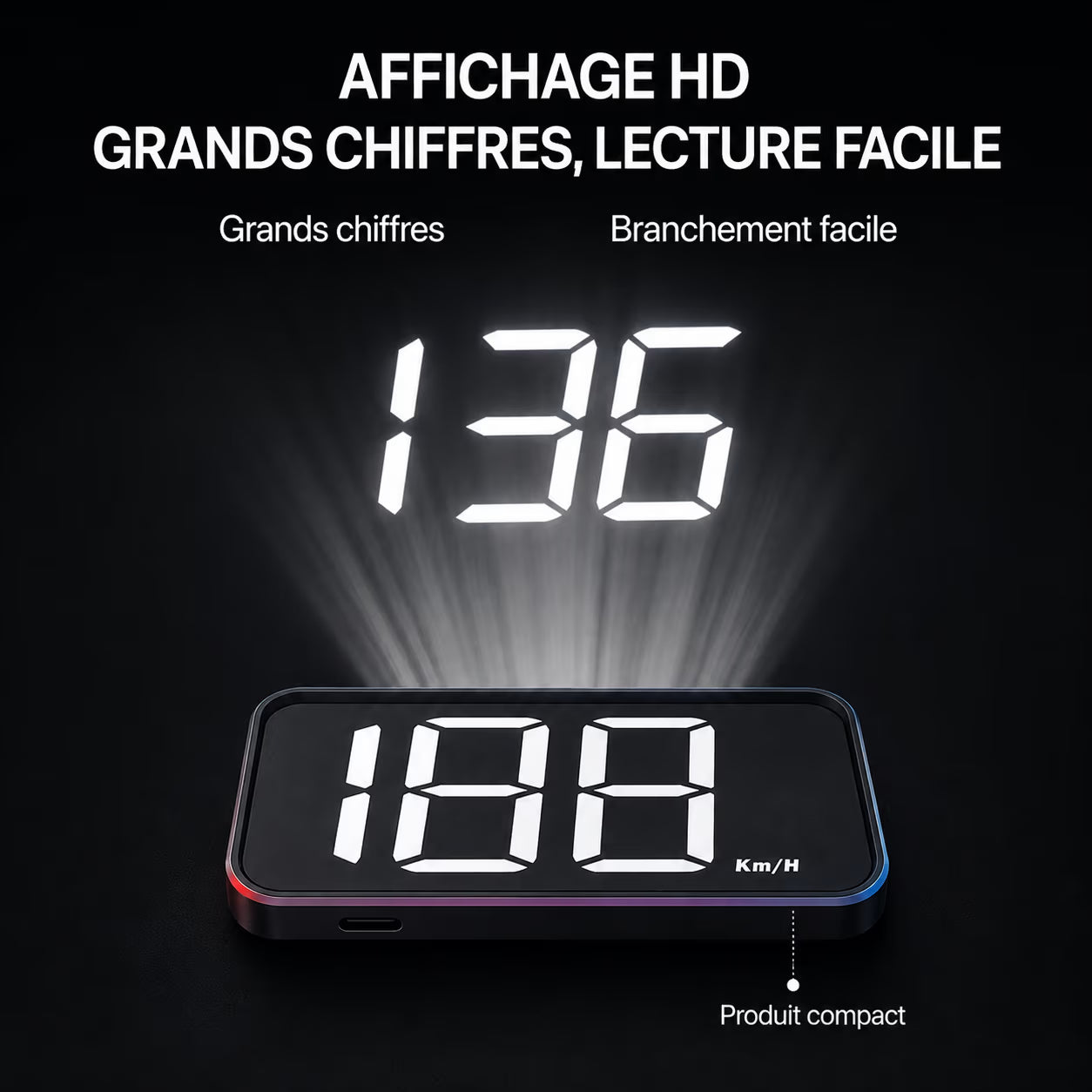 Head-Up Display HUD pour Voiture – Affichage de Vitesse Digital Univers Maroc