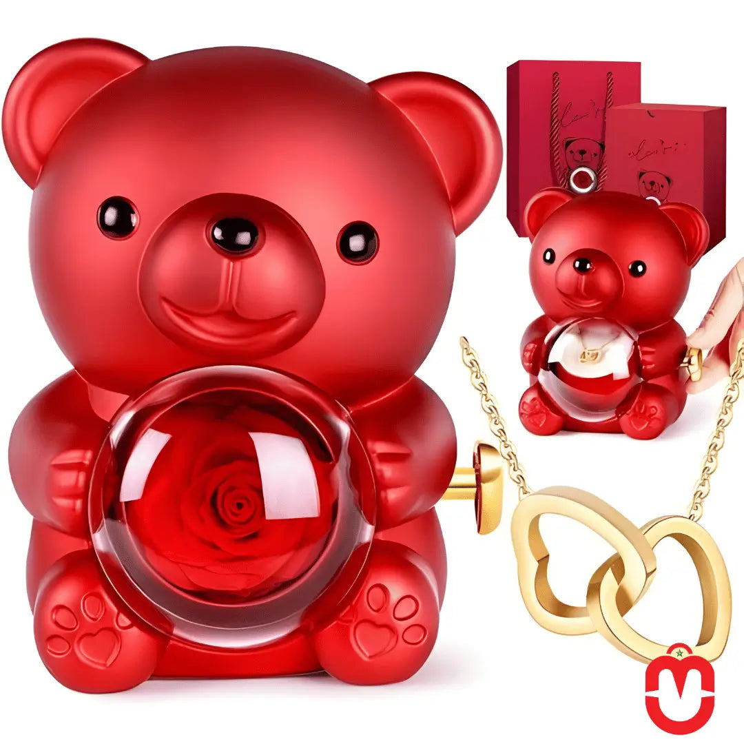 Coffret Cadeau Femme : Ours Éternel et Collier Cristal - Univers Maroc