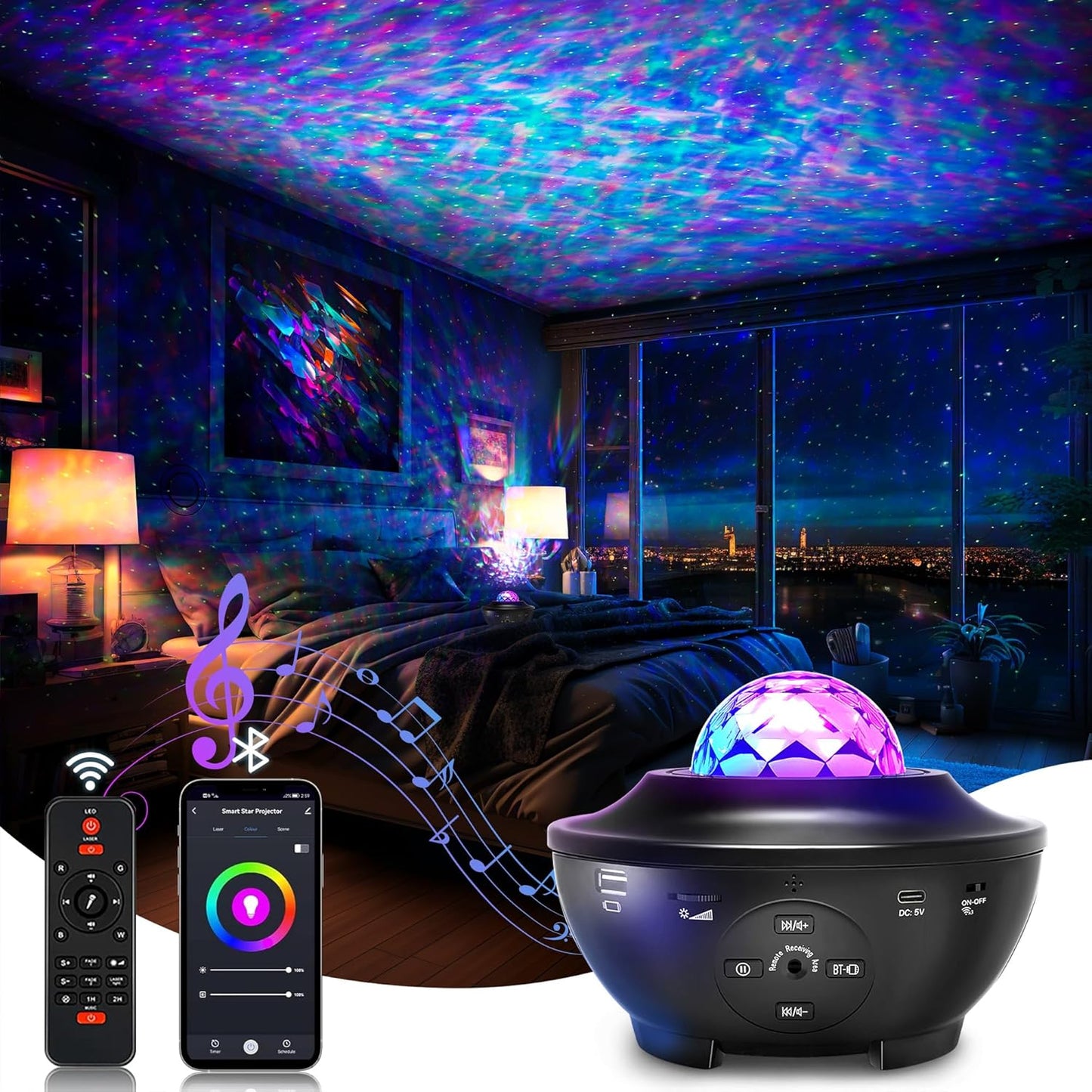 Projecteur Galaxie LED – Ambiance Ciel Étoilé avec Haut-Parleur & Télécommande - Univers Maroc