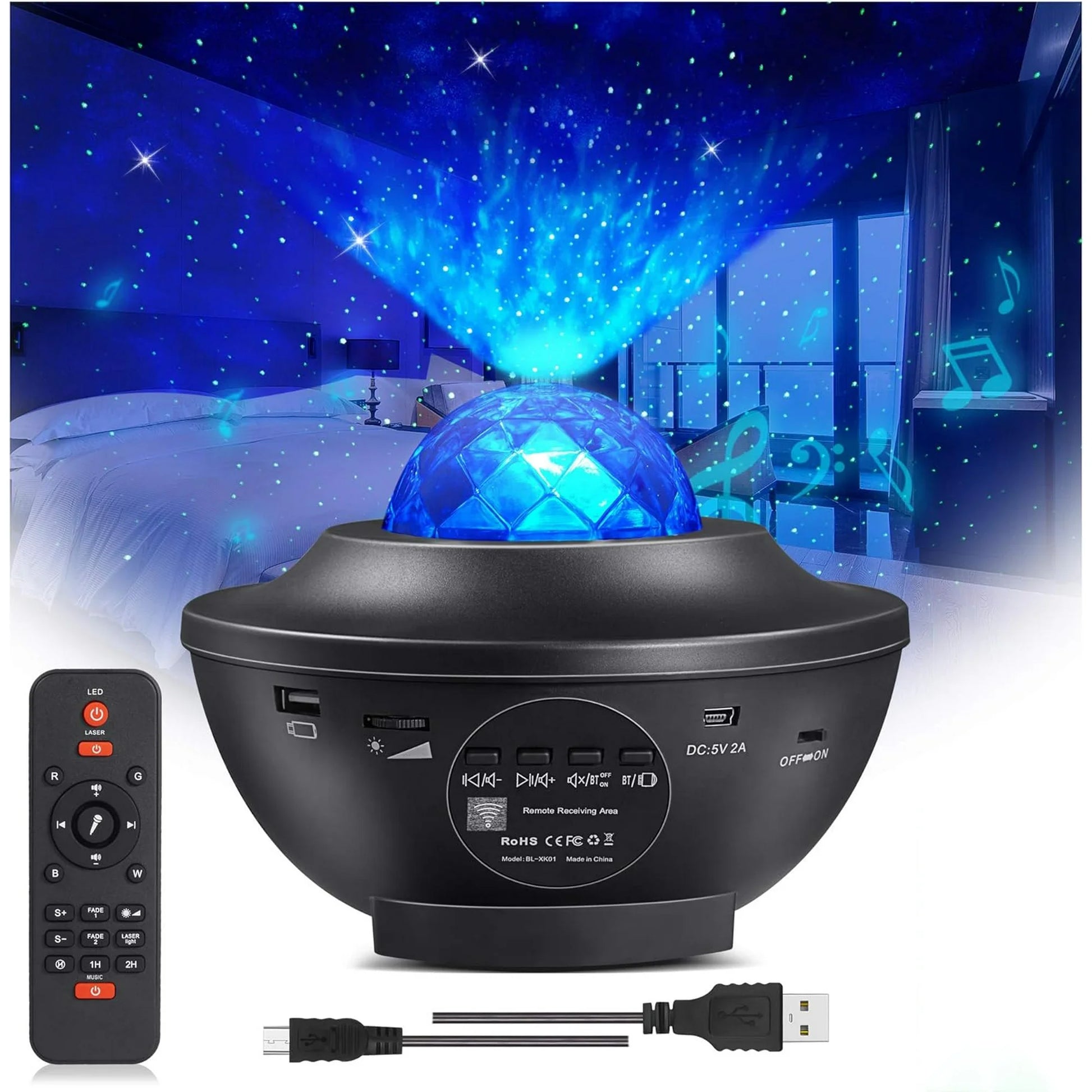 Projecteur Galaxie LED – Ambiance Ciel Étoilé avec Haut-Parleur & Télécommande - Univers Maroc