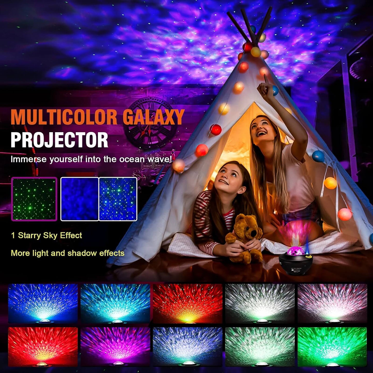 Projecteur Galaxie LED – Ambiance Ciel Étoilé avec Haut-Parleur & Télécommande - Univers Maroc