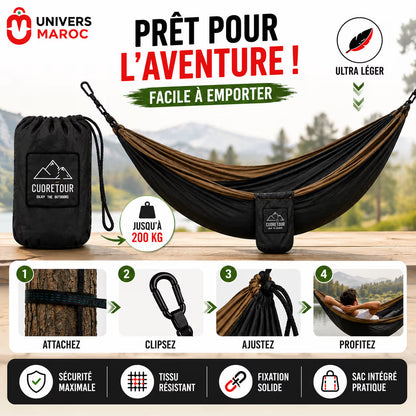 Hamac de Voyage 2 en 1 avec Moustiquaire – Léger, Compact et Facile à Installer Univers Maroc